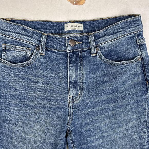Oliver Logan Jeans Womens 26 Blue High Rise Raw Hem Straight Leg Denim Casual - Picture 9 of 12